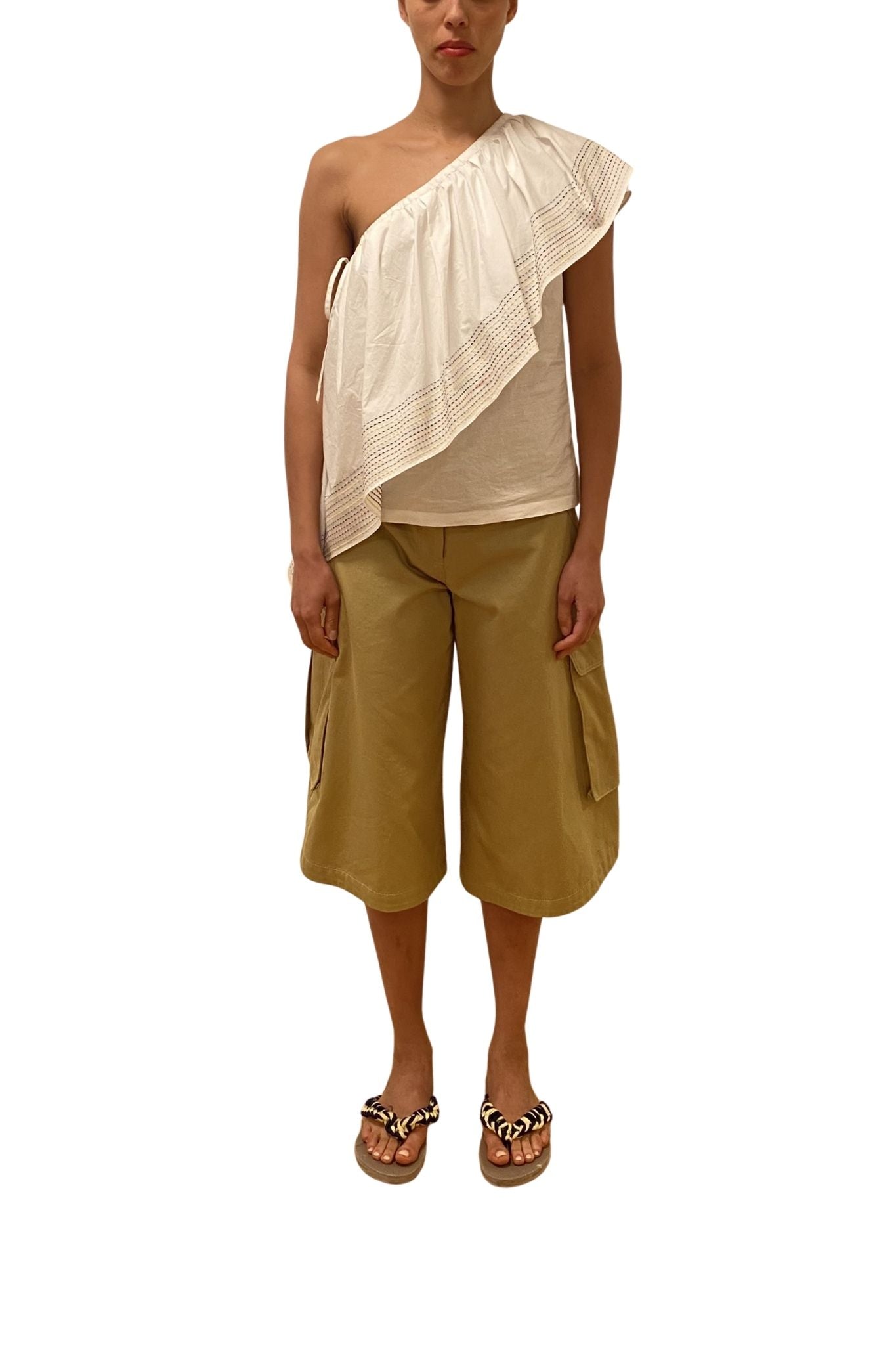 Rosie Assoulin Wedge Top in Trapunto Cotton - Vermillion