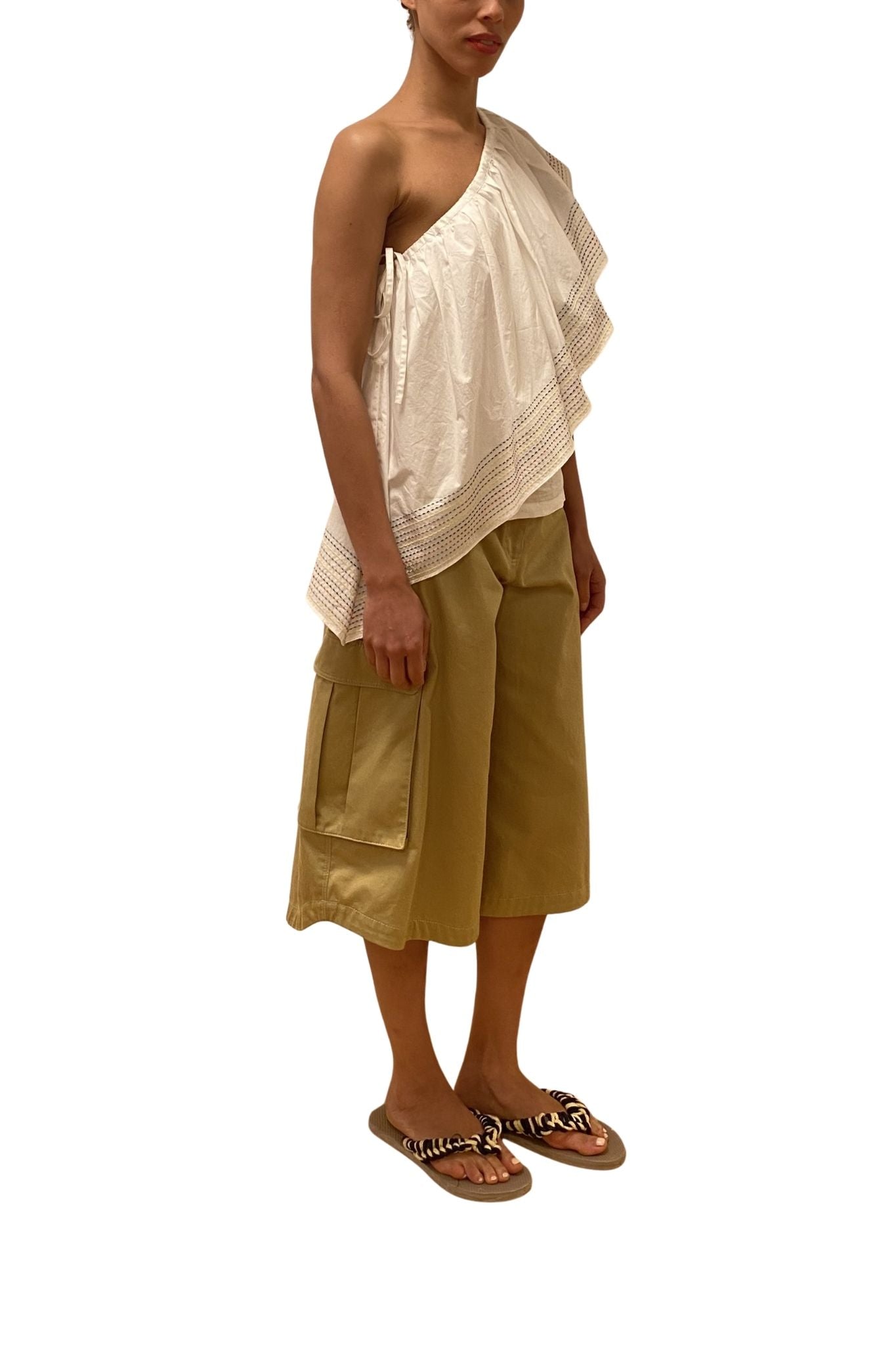 Rosie Assoulin Wedge Top in Trapunto Cotton - Vermillion