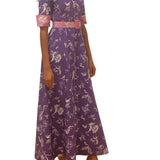 Rosie Assoulin Whoa, Whoa, Whoa She's a Lady Dress in Tossed Floral Cotton Poplin - Vermillion