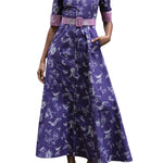 Rosie Assoulin Whoa, Whoa, Whoa She's a Lady Dress in Tossed Floral Cotton Poplin - Vermillion