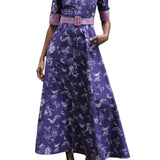 Rosie Assoulin Whoa, Whoa, Whoa She's a Lady Dress in Tossed Floral Cotton Poplin - Vermillion