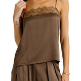 Sablyn Haya Lace Trim Square Neck Cami - Vermillion