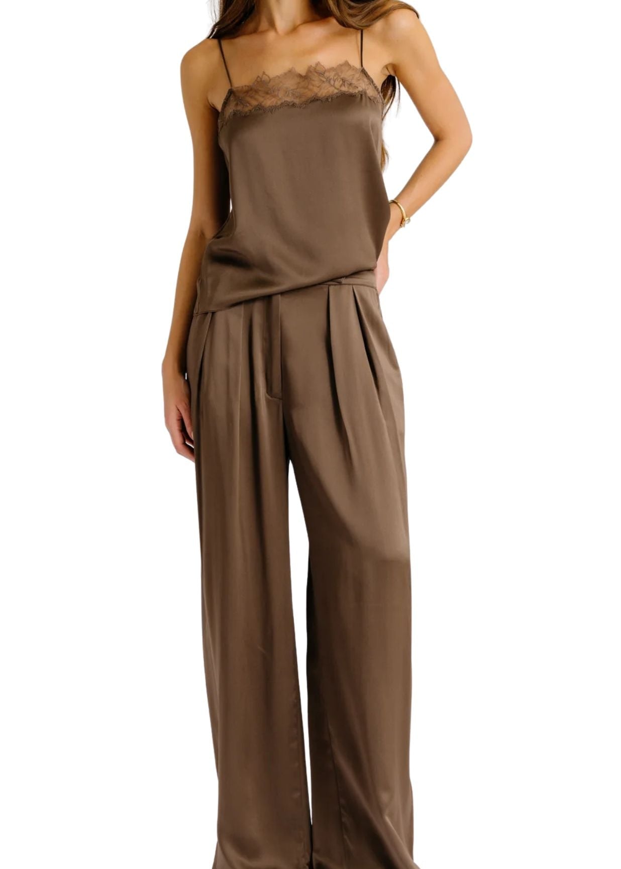 Sablyn Haya Lace Trim Square Neck Cami - Vermillion