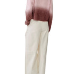 Sablyn Jolie F V-Neck Cropped Ombre Crewneck - Vermillion