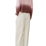 Sablyn Jolie F V-Neck Cropped Ombre Crewneck - Vermillion