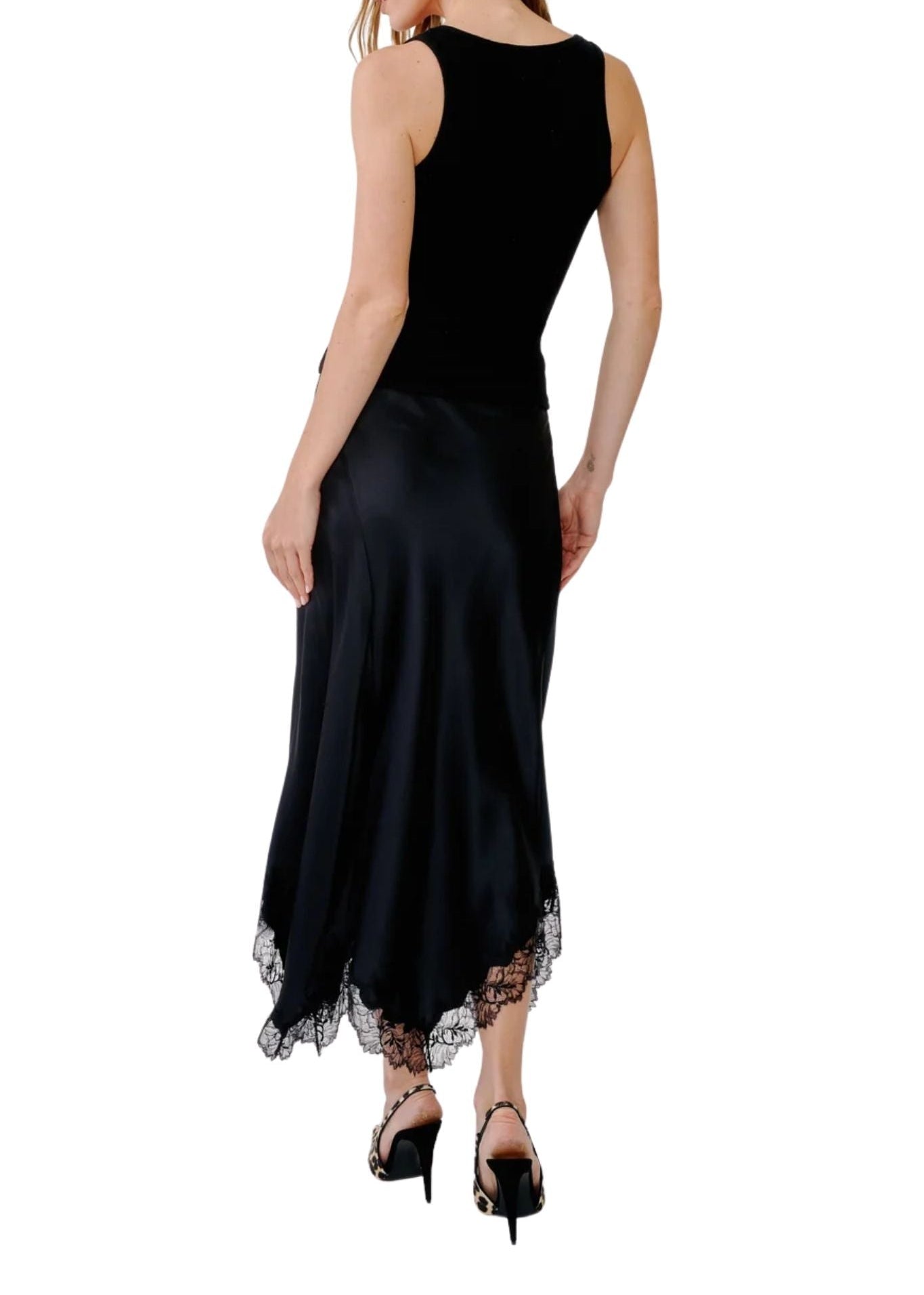Sablyn Keri B Paneled Bias Skirt W/ Lace - Vermillion