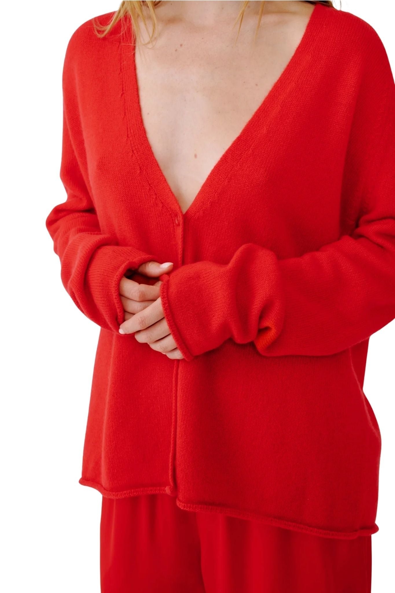 Sablyn Samson Relaxed Saddle Raglan Cardigan - Vermillion