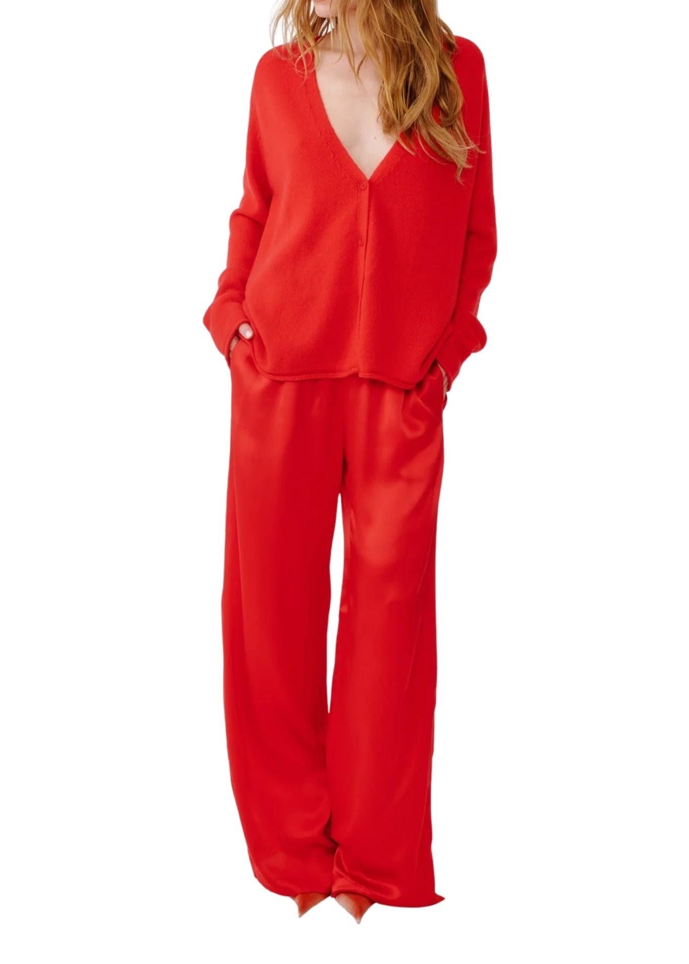 Sablyn Samson Relaxed Saddle Raglan Cardigan - Vermillion