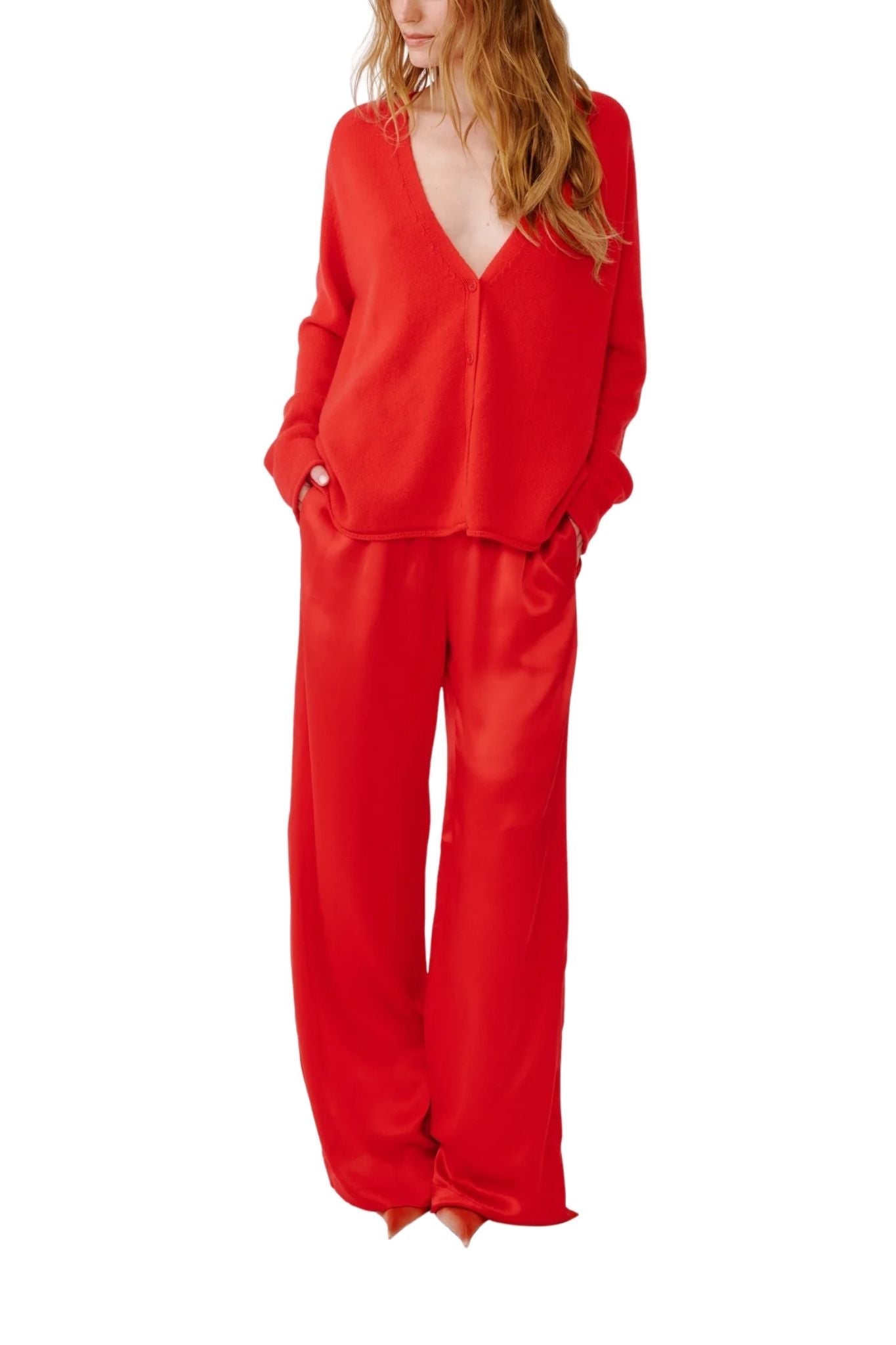Sablyn Samson Relaxed Saddle Raglan Cardigan - Vermillion