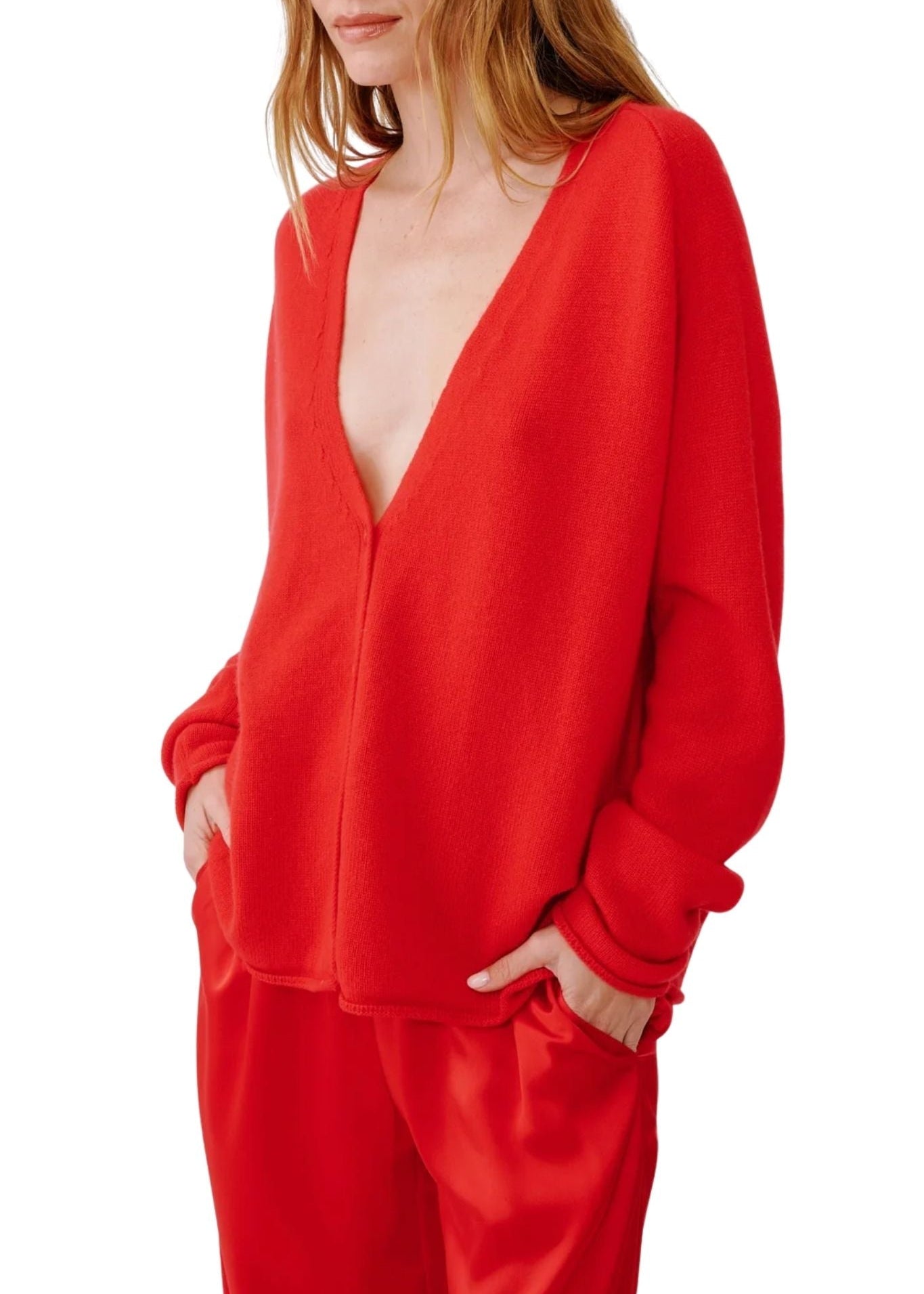 Sablyn Samson Relaxed Saddle Raglan Cardigan - Vermillion