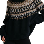 Sablyn Scottie Slouchy Fairisle Mock Neck - Vermillion