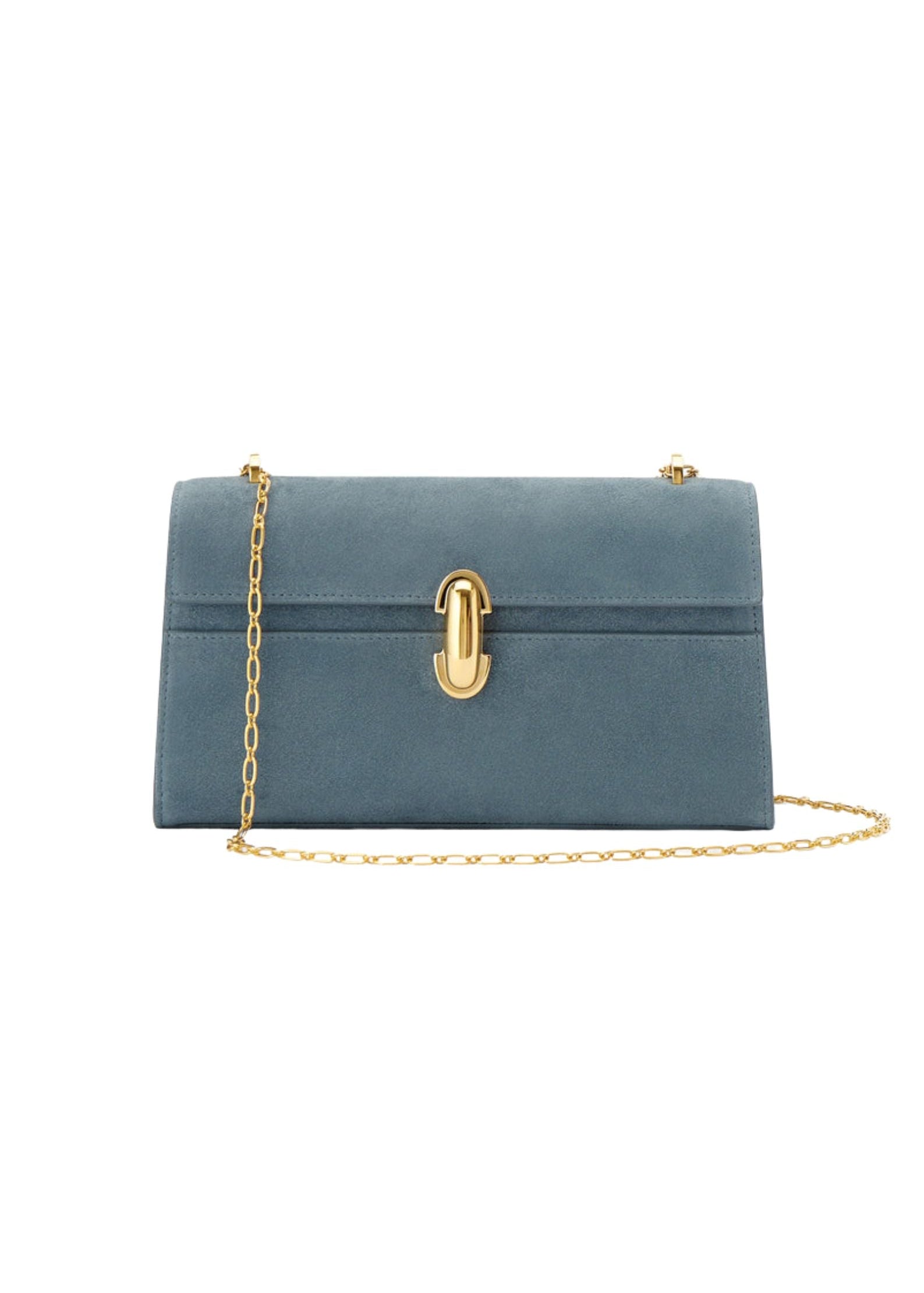 Savette Chain Symmetry Pochette in Suede - Vermillion