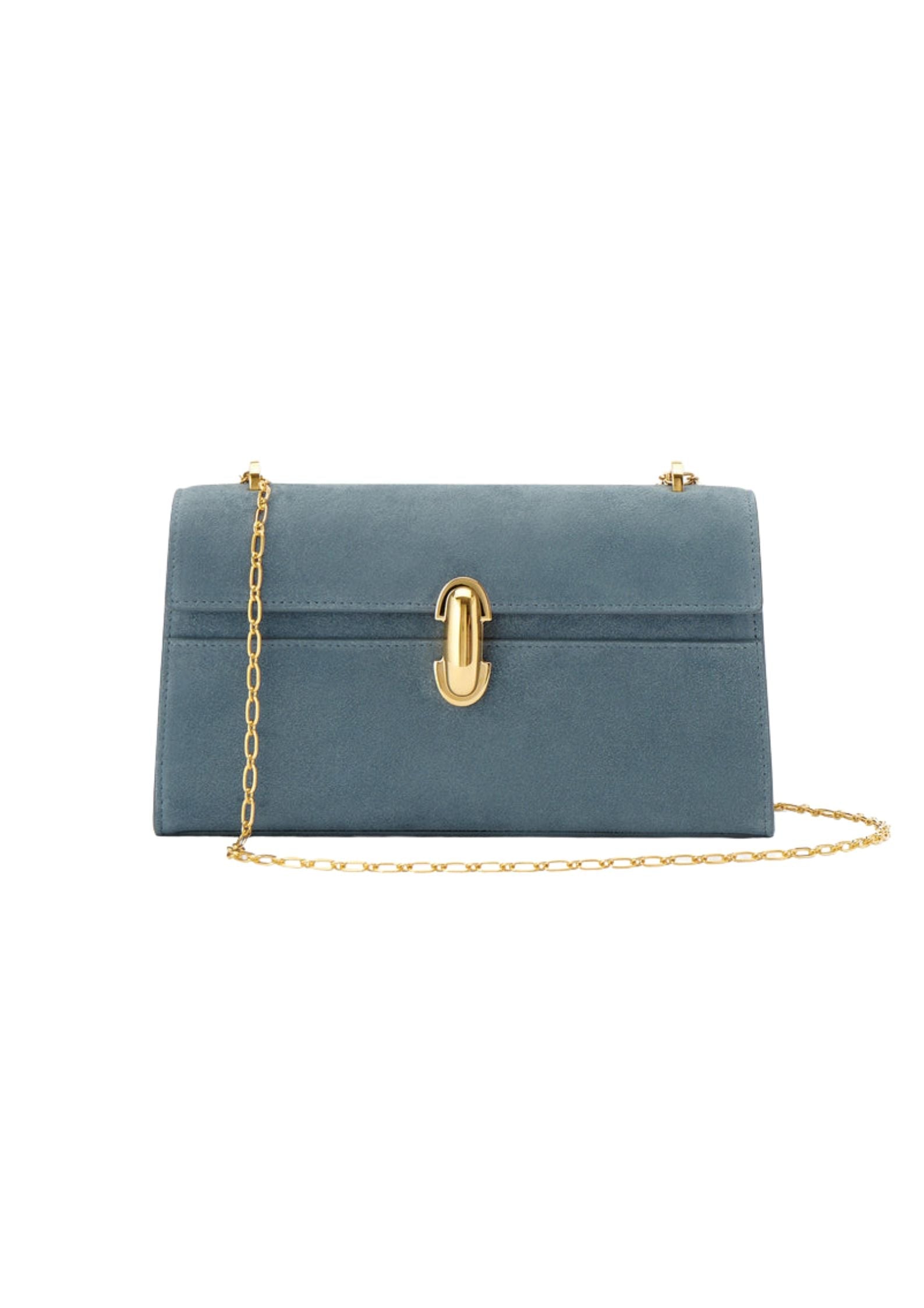 Savette Chain Symmetry Pochette in Suede - Vermillion