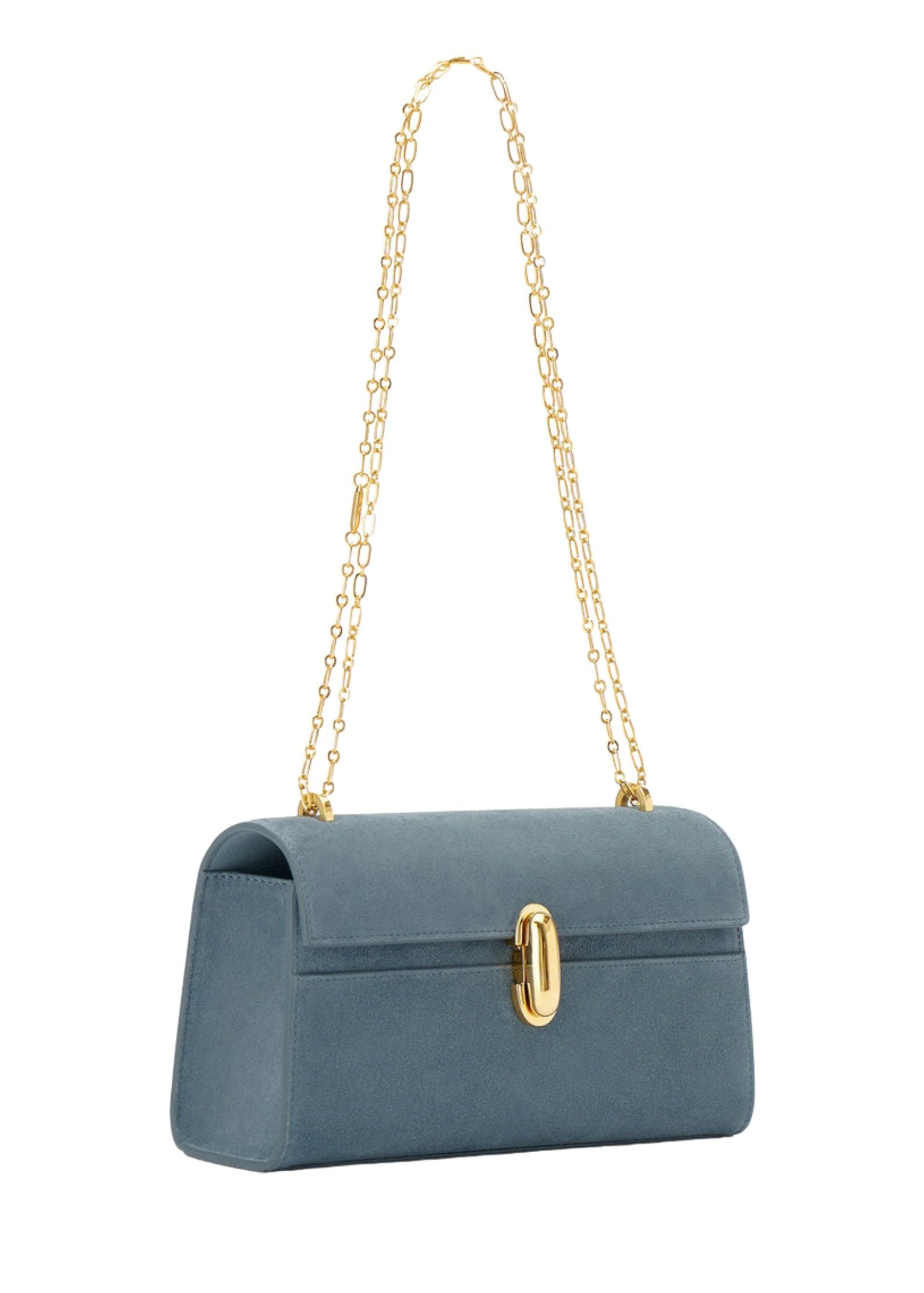 Savette Chain Symmetry Pochette in Suede - Vermillion