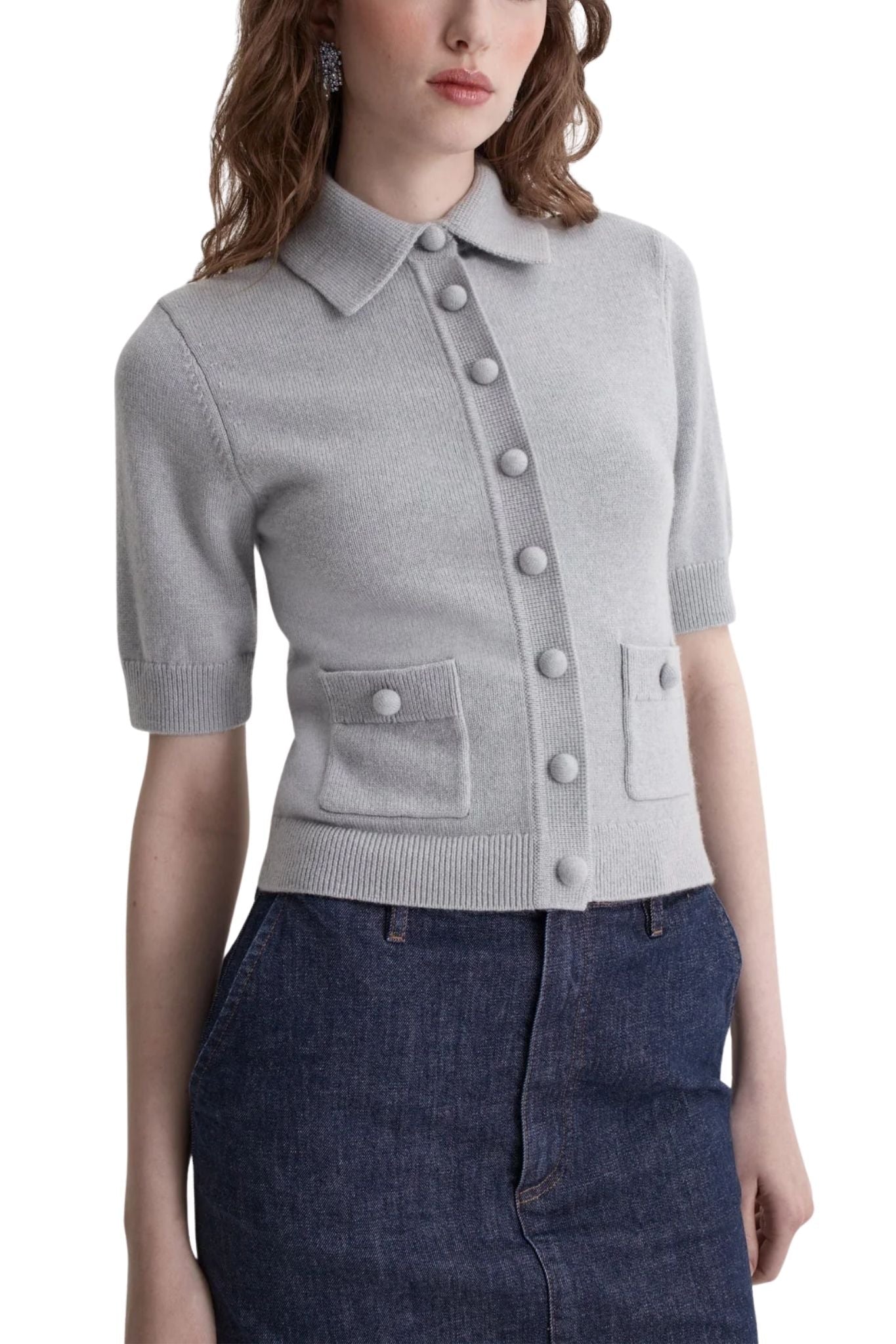 Scanlan Theodore Cashmere Short Sleeve Cardigan - Vermillion