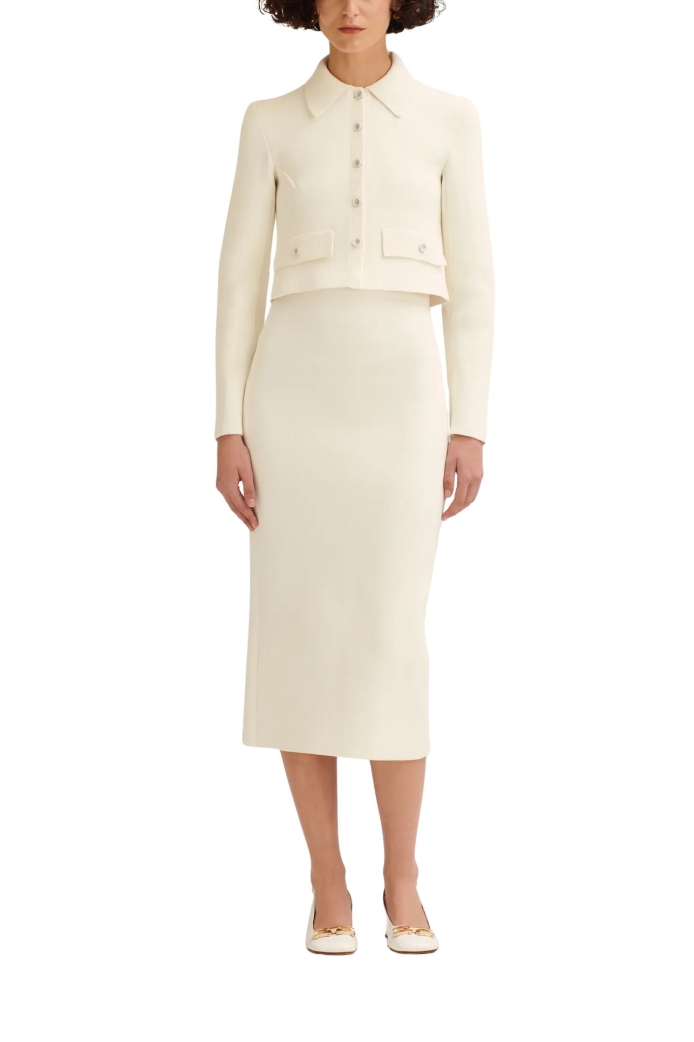 Scanlan Theodore Crepe Knit Crop Button Jacket - Vermillion