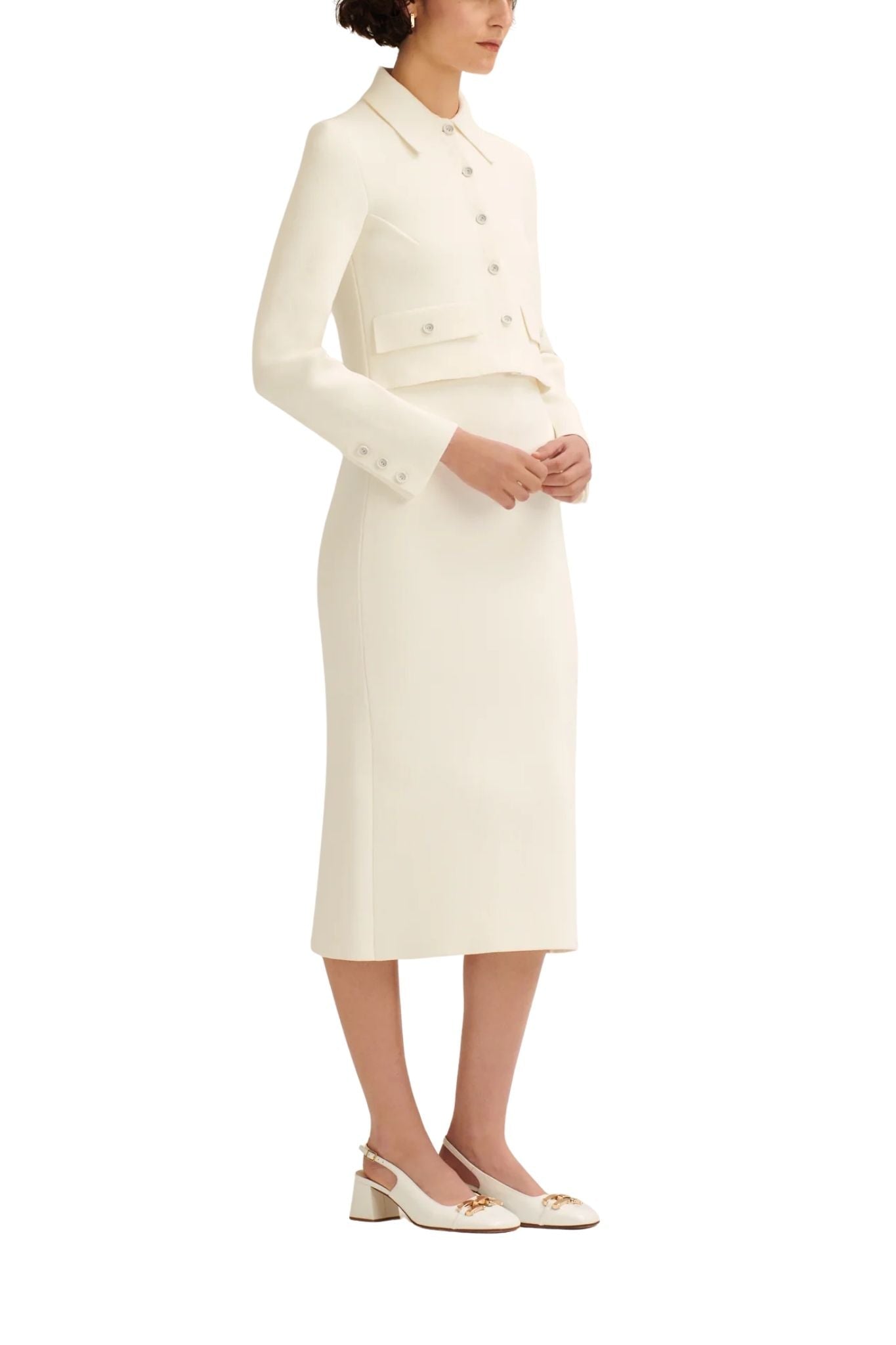 Scanlan Theodore Crepe Knit Crop Button Jacket - Vermillion