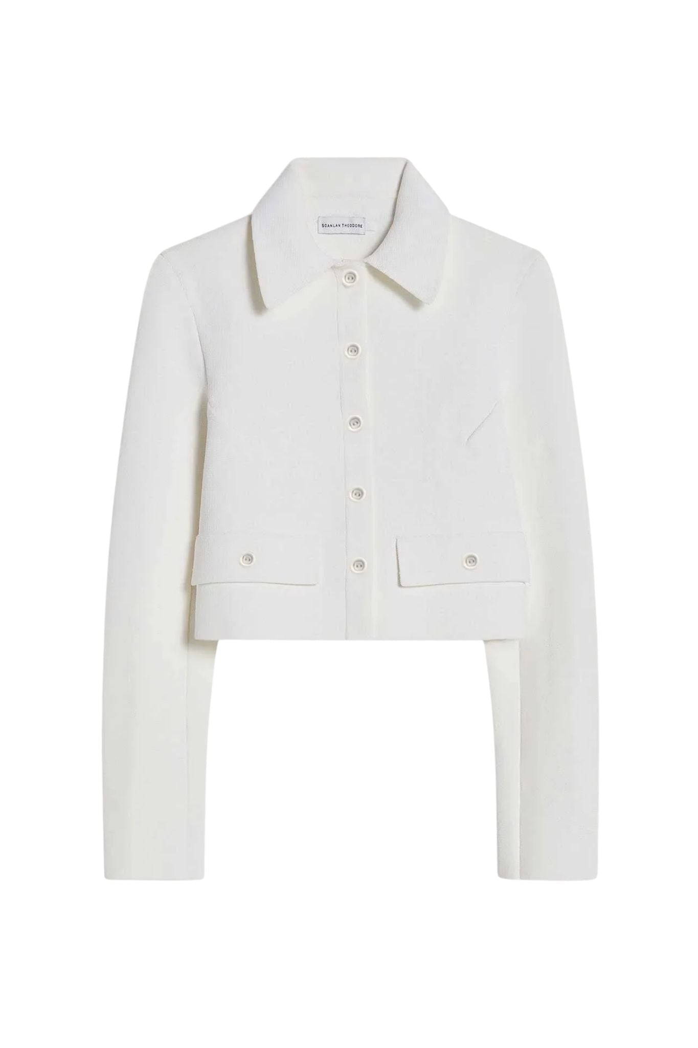 Scanlan Theodore Crepe Knit Crop Button Jacket - Vermillion