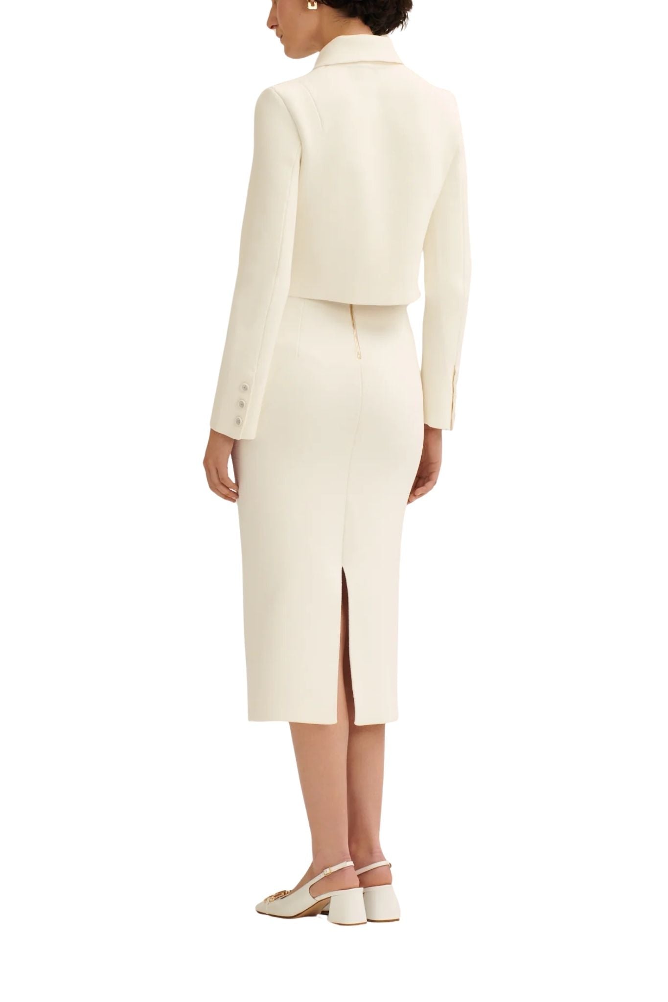 Scanlan Theodore Crepe Knit Crop Button Jacket - Vermillion