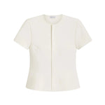 Scanlan Theodore Crepe Knit Short Sleeve Peplum Jacket - Vermillion