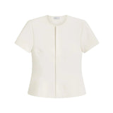 Scanlan Theodore Crepe Knit Short Sleeve Peplum Jacket - Vermillion