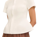 Scanlan Theodore Crepe Knit Short Sleeve Peplum Jacket - Vermillion