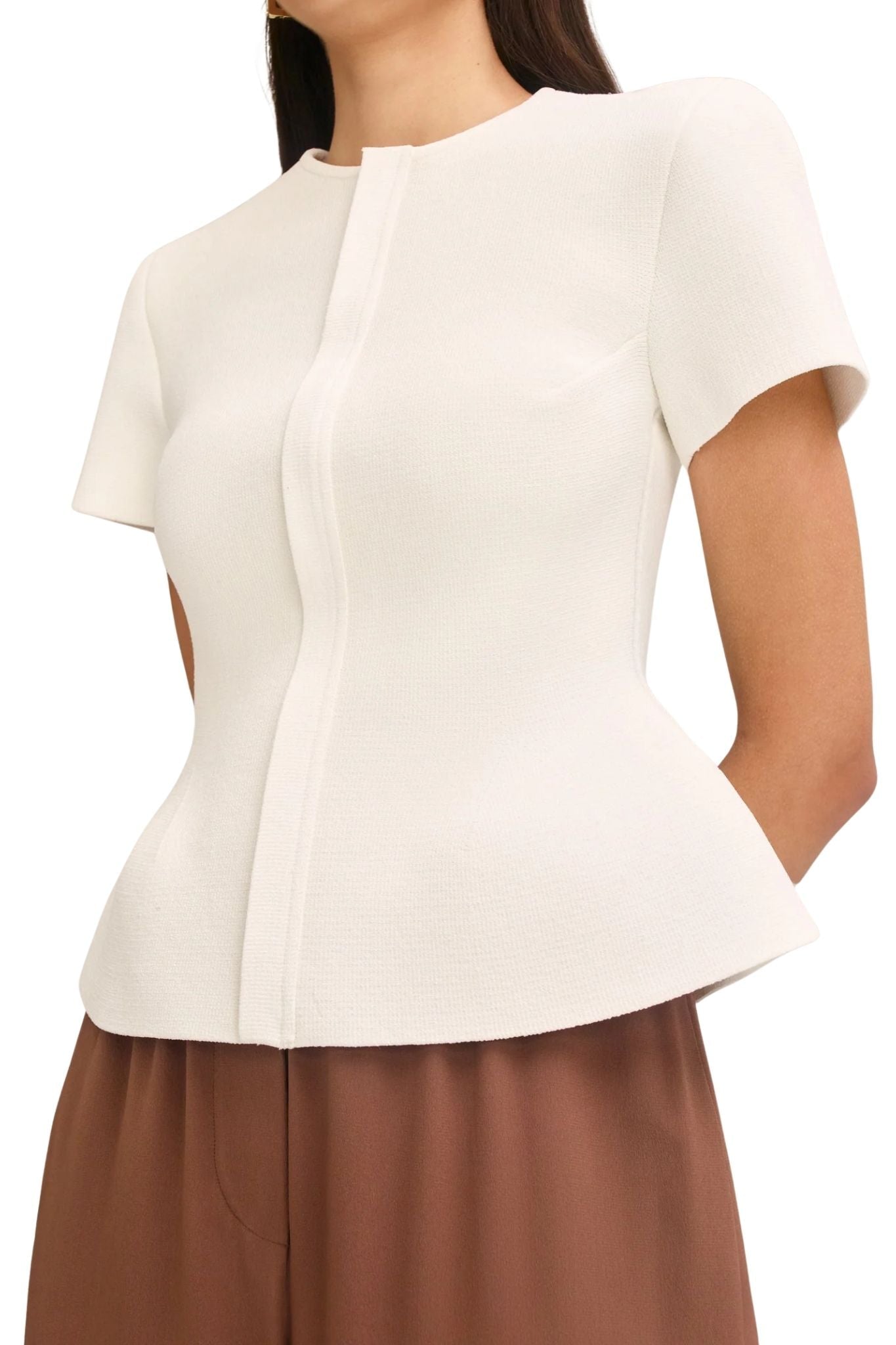 Scanlan Theodore Crepe Knit Short Sleeve Peplum Jacket - Vermillion
