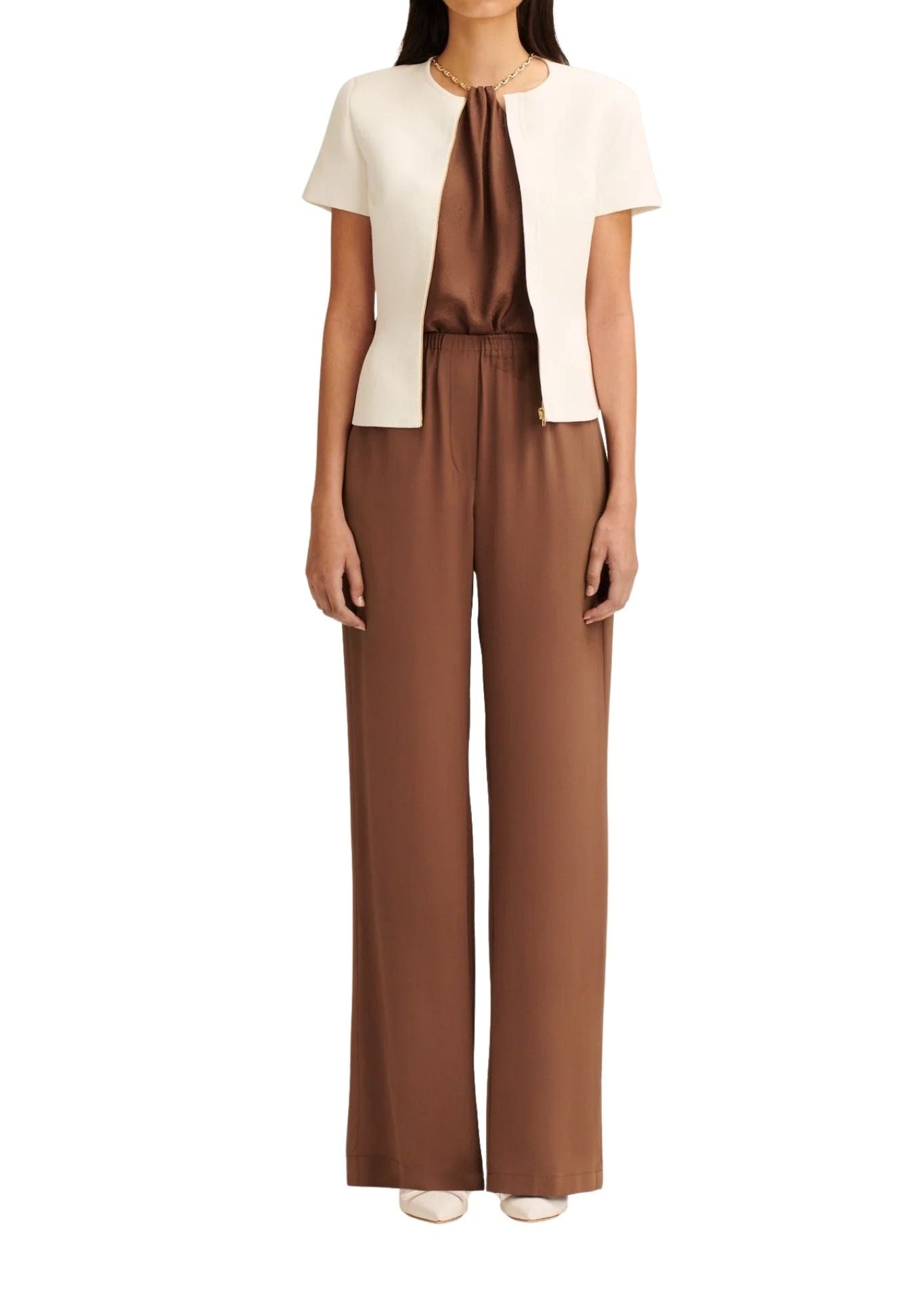 Scanlan Theodore Crepe Knit Short Sleeve Peplum Jacket - Vermillion