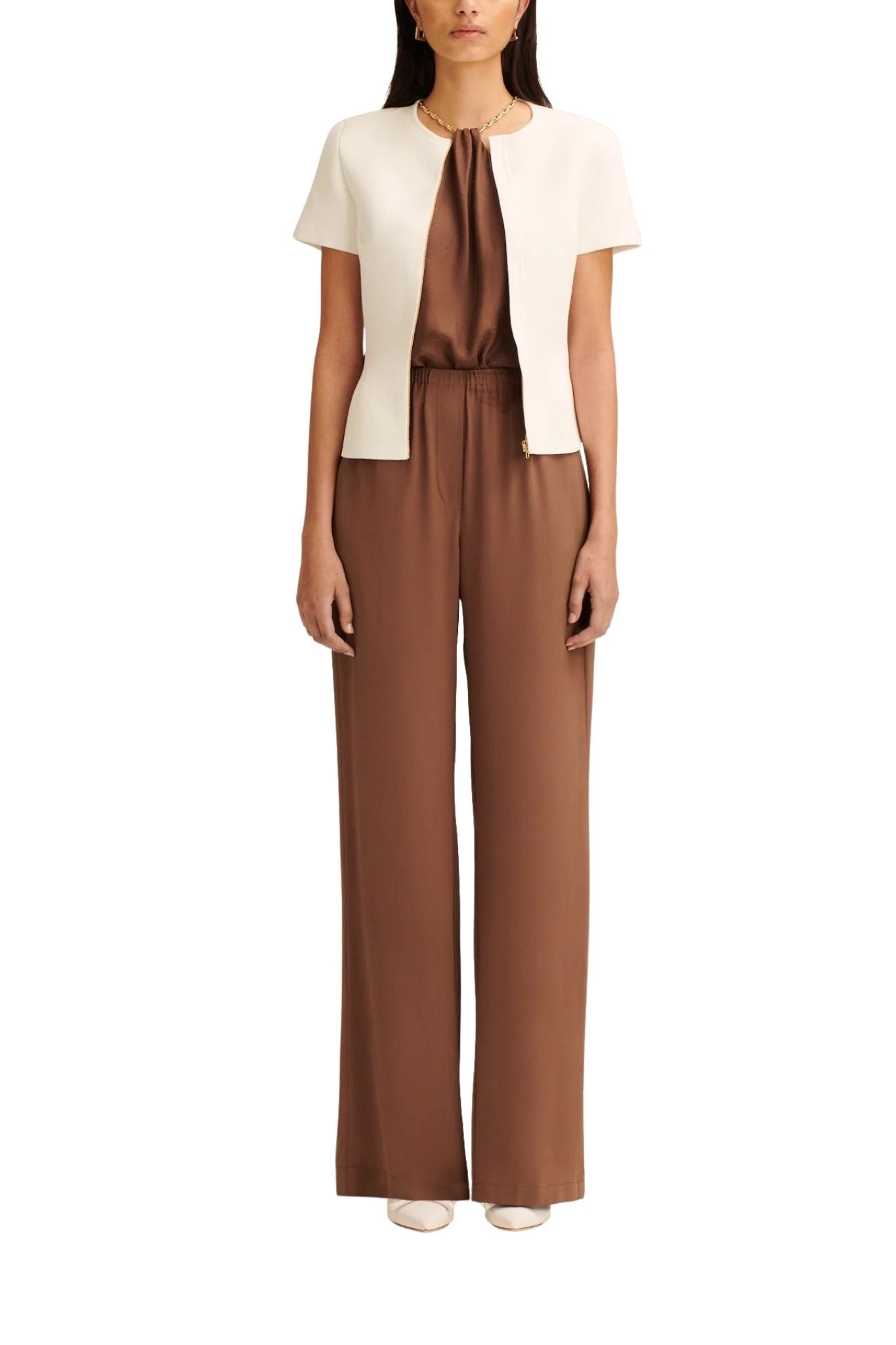 Scanlan Theodore Crepe Knit Short Sleeve Peplum Jacket - Vermillion