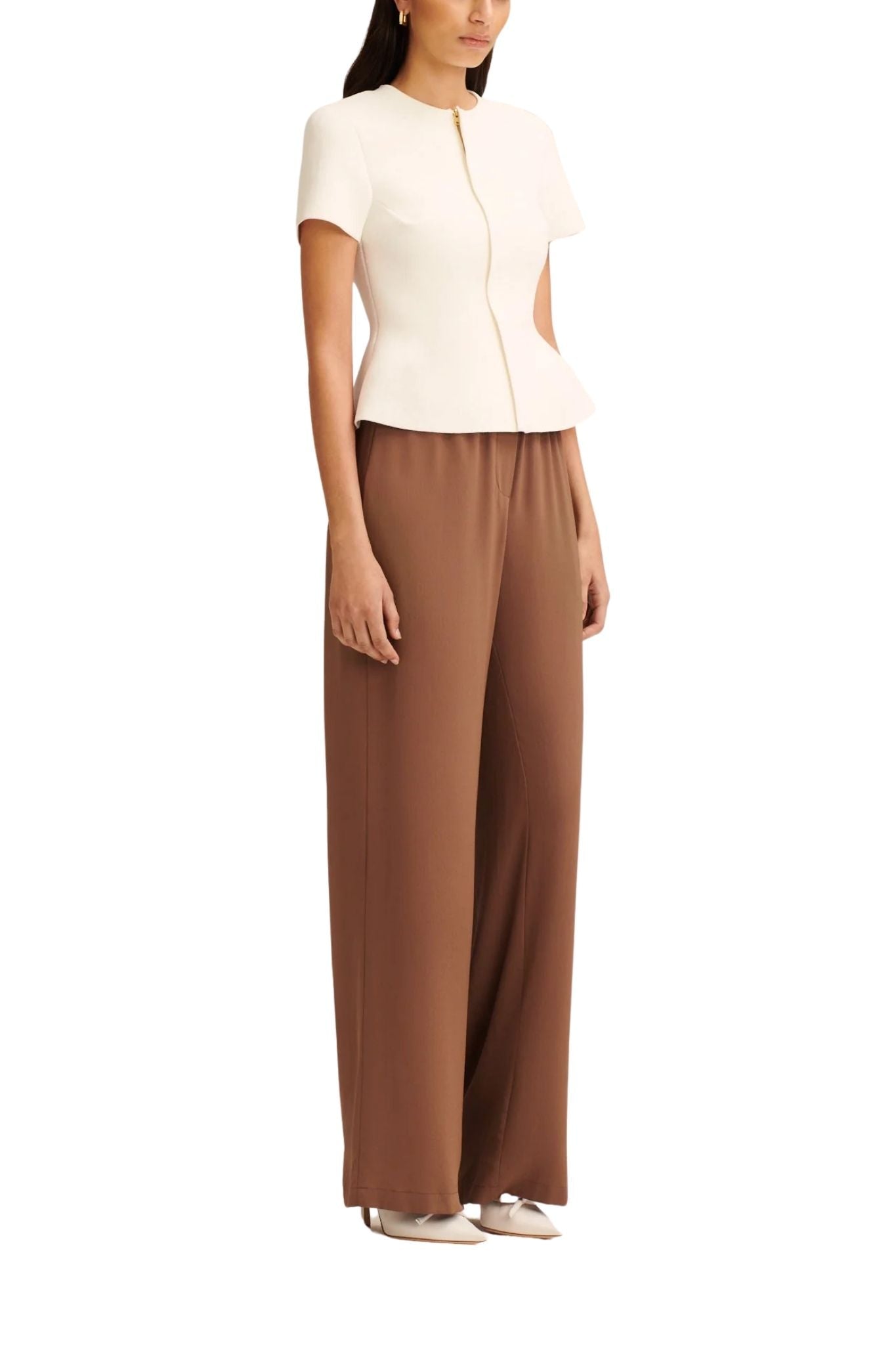 Scanlan Theodore Crepe Knit Short Sleeve Peplum Jacket - Vermillion