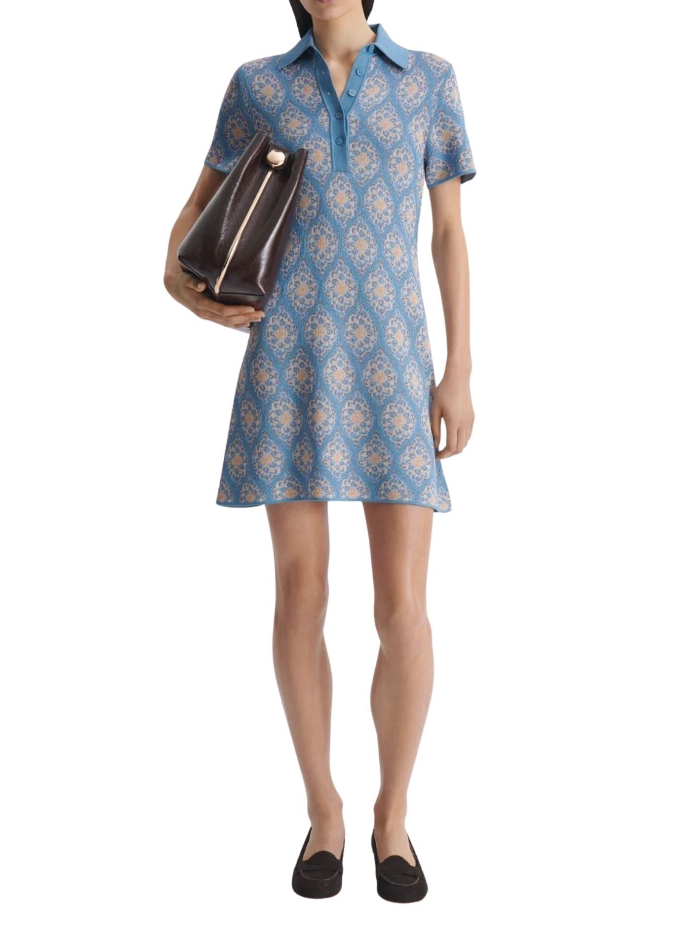 Scanlan Theodore Knit Brocade Shirt Dress - Vermillion