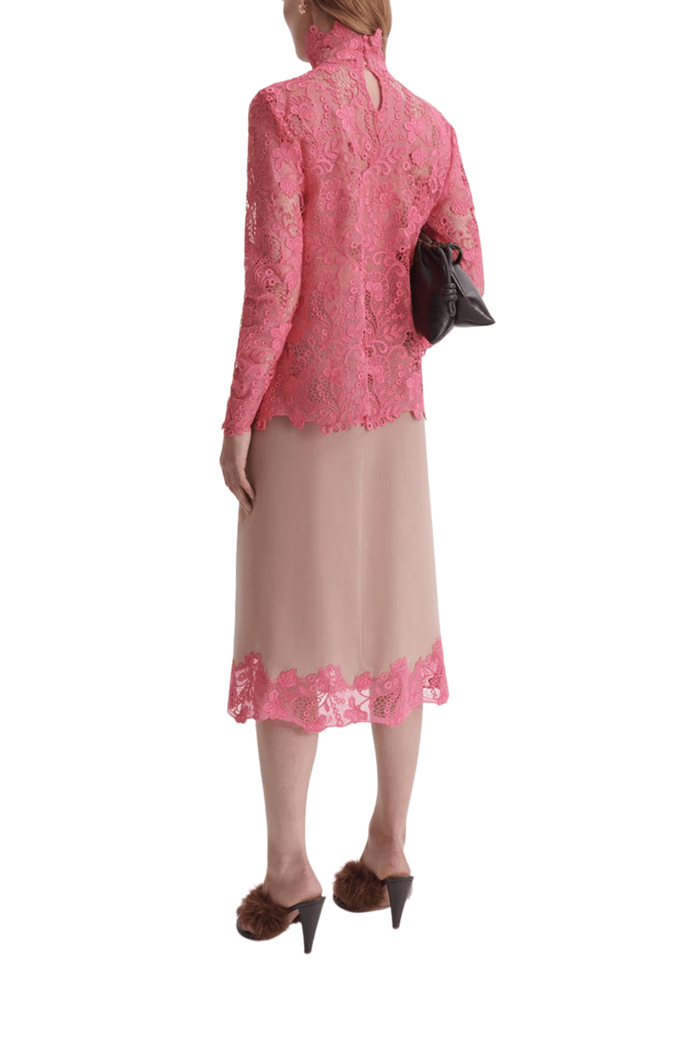 Scanlan Theodore Lace Funnel Neck Blouse - Vermillion