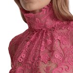Scanlan Theodore Lace Funnel Neck Blouse - Vermillion