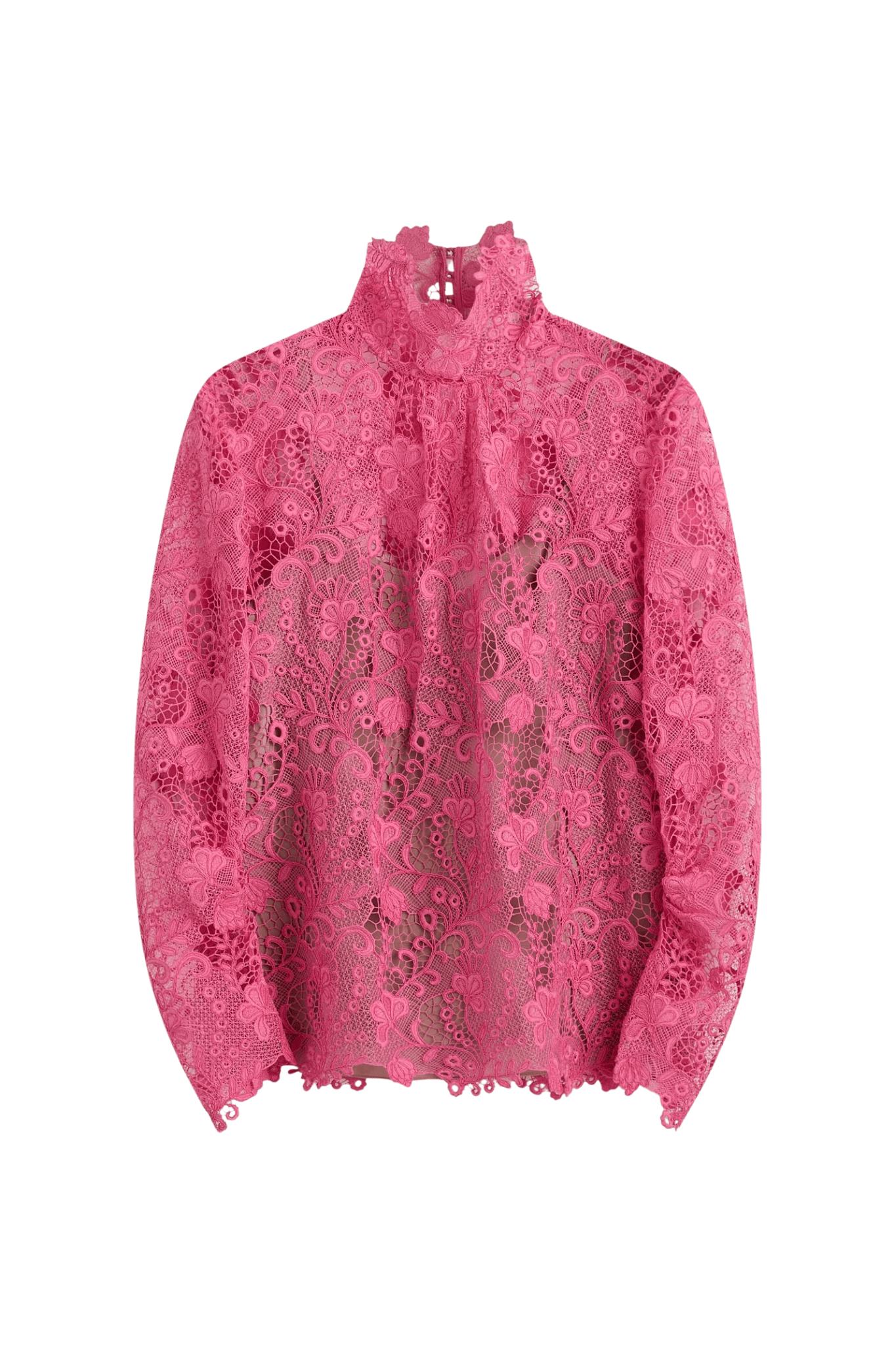 Scanlan Theodore Lace Funnel Neck Blouse - Vermillion