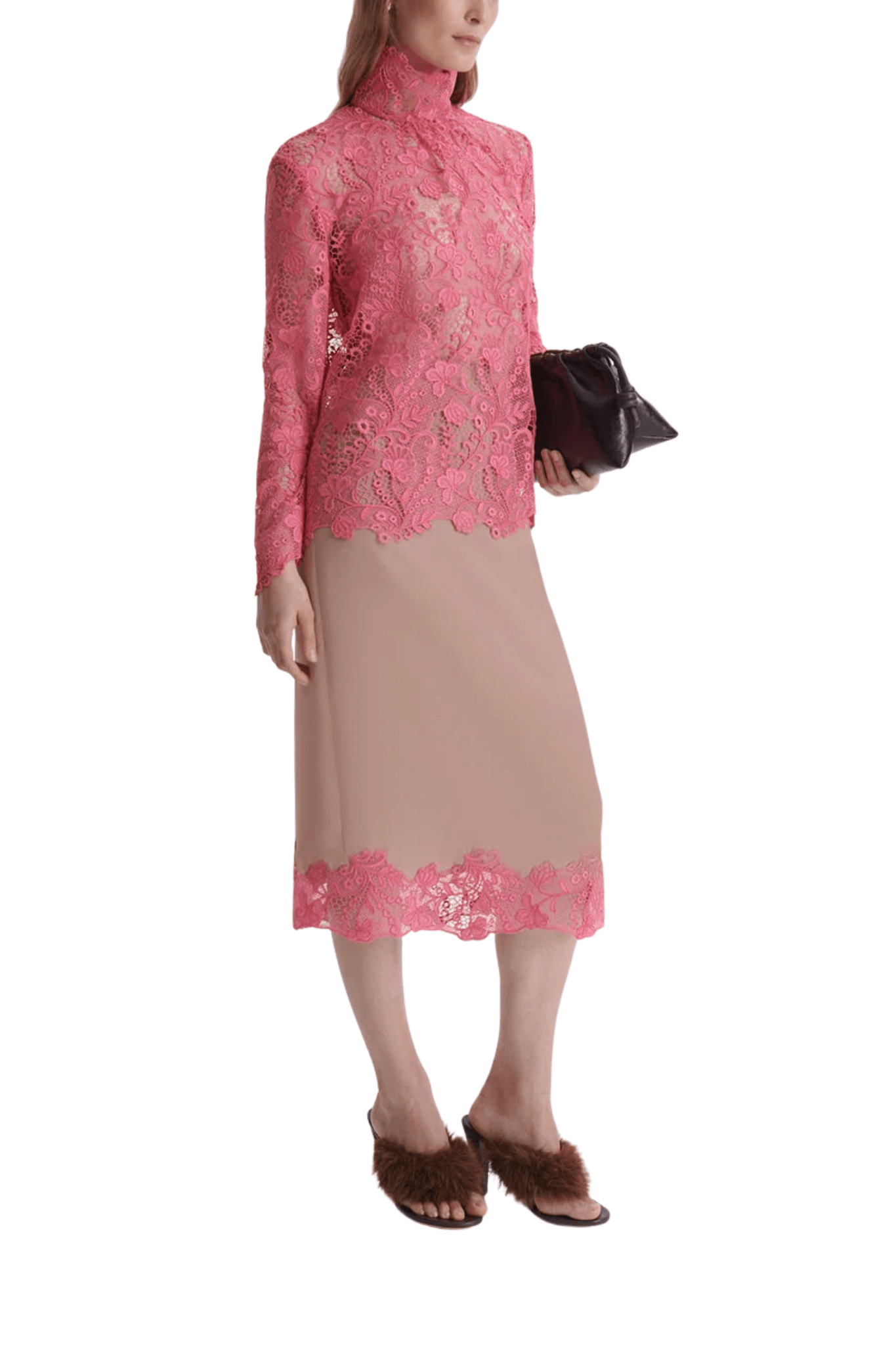 Scanlan Theodore Lace Funnel Neck Blouse - Vermillion