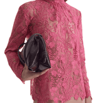Scanlan Theodore Lace Funnel Neck Blouse - Vermillion