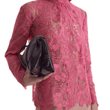 Scanlan Theodore Lace Funnel Neck Blouse - Vermillion