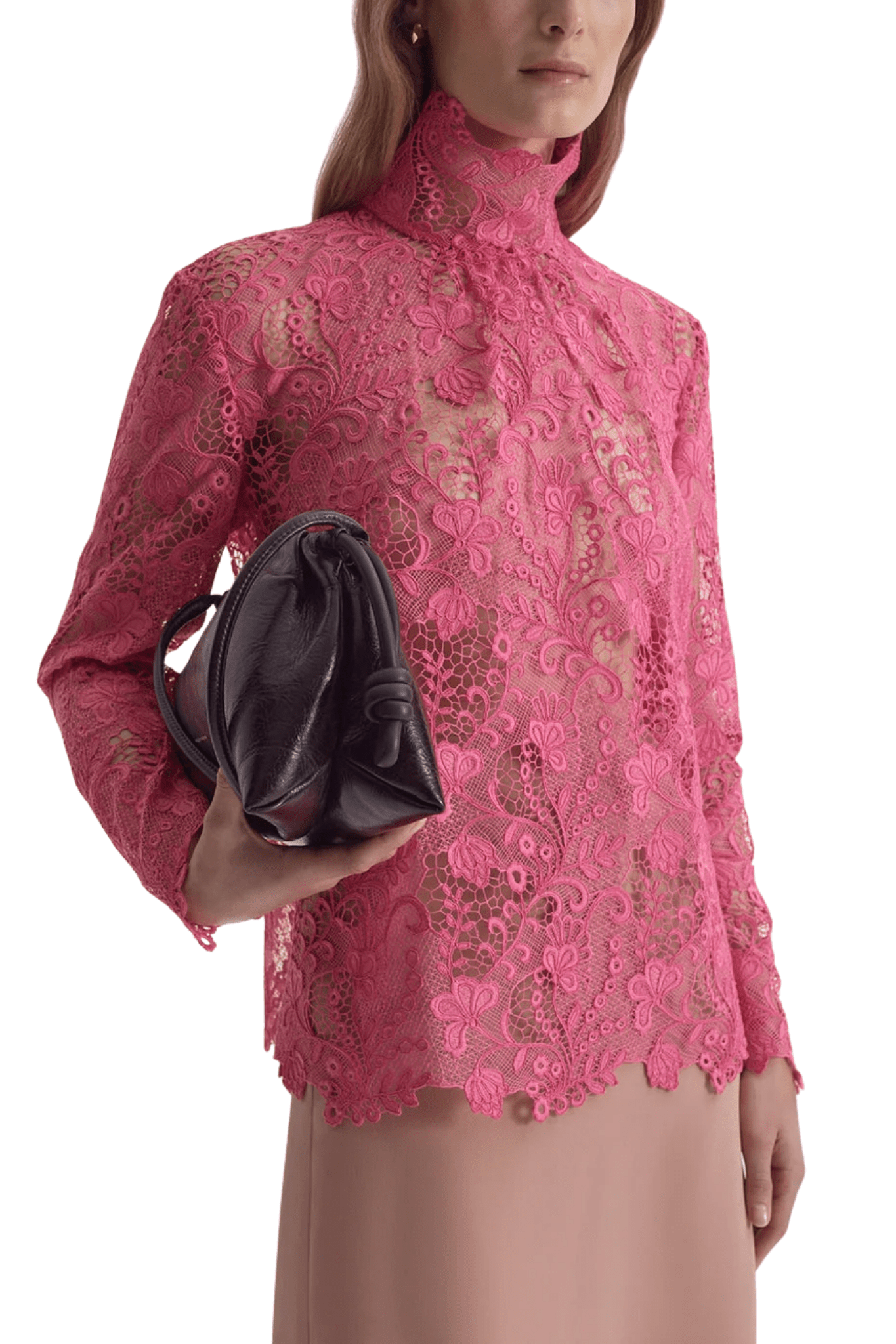 Scanlan Theodore Lace Funnel Neck Blouse - Vermillion
