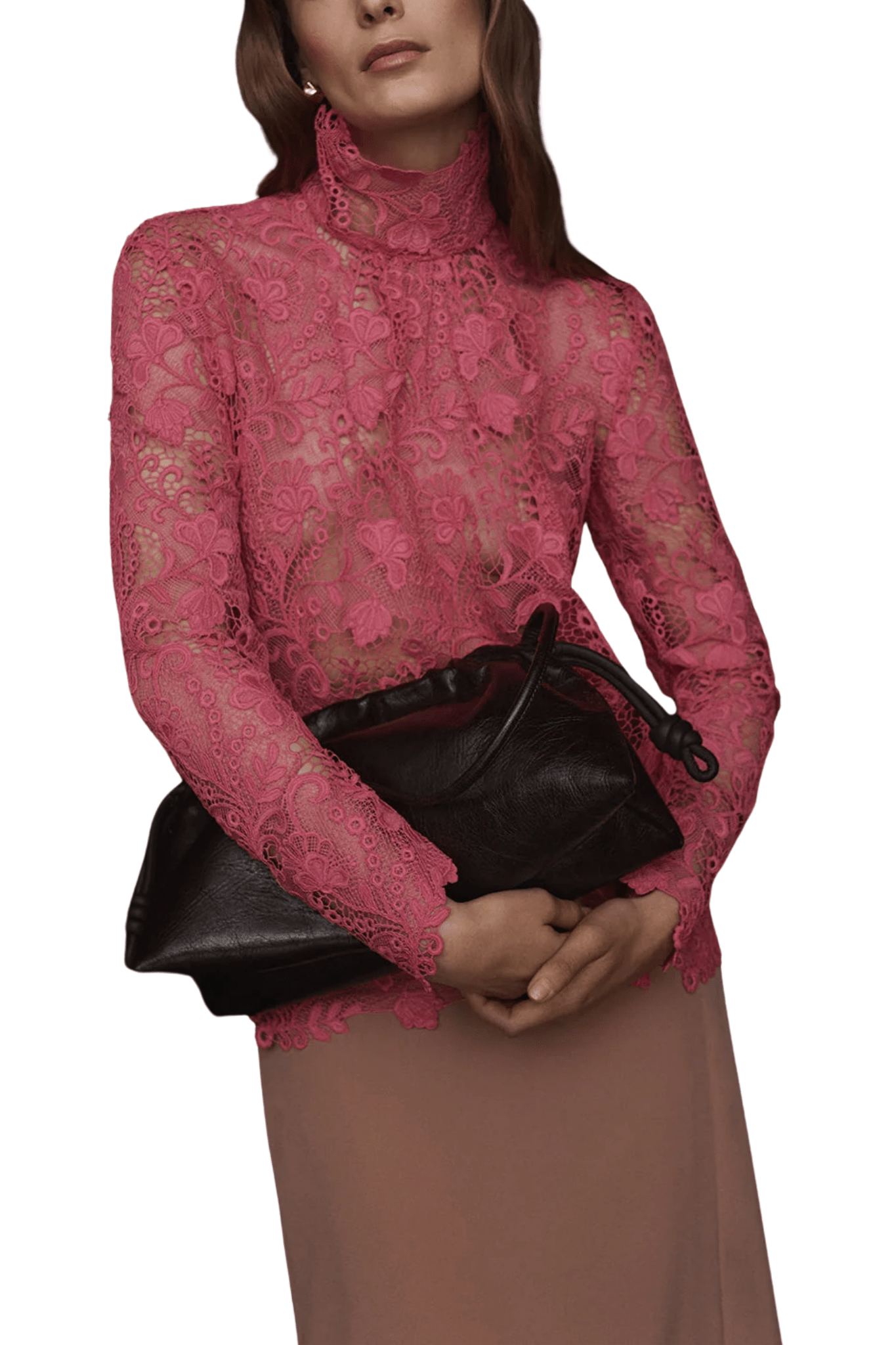 Scanlan Theodore Lace Funnel Neck Blouse - Vermillion