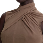 Scanlan Theodore Mesh Turban Sleeveless Top - Vermillion