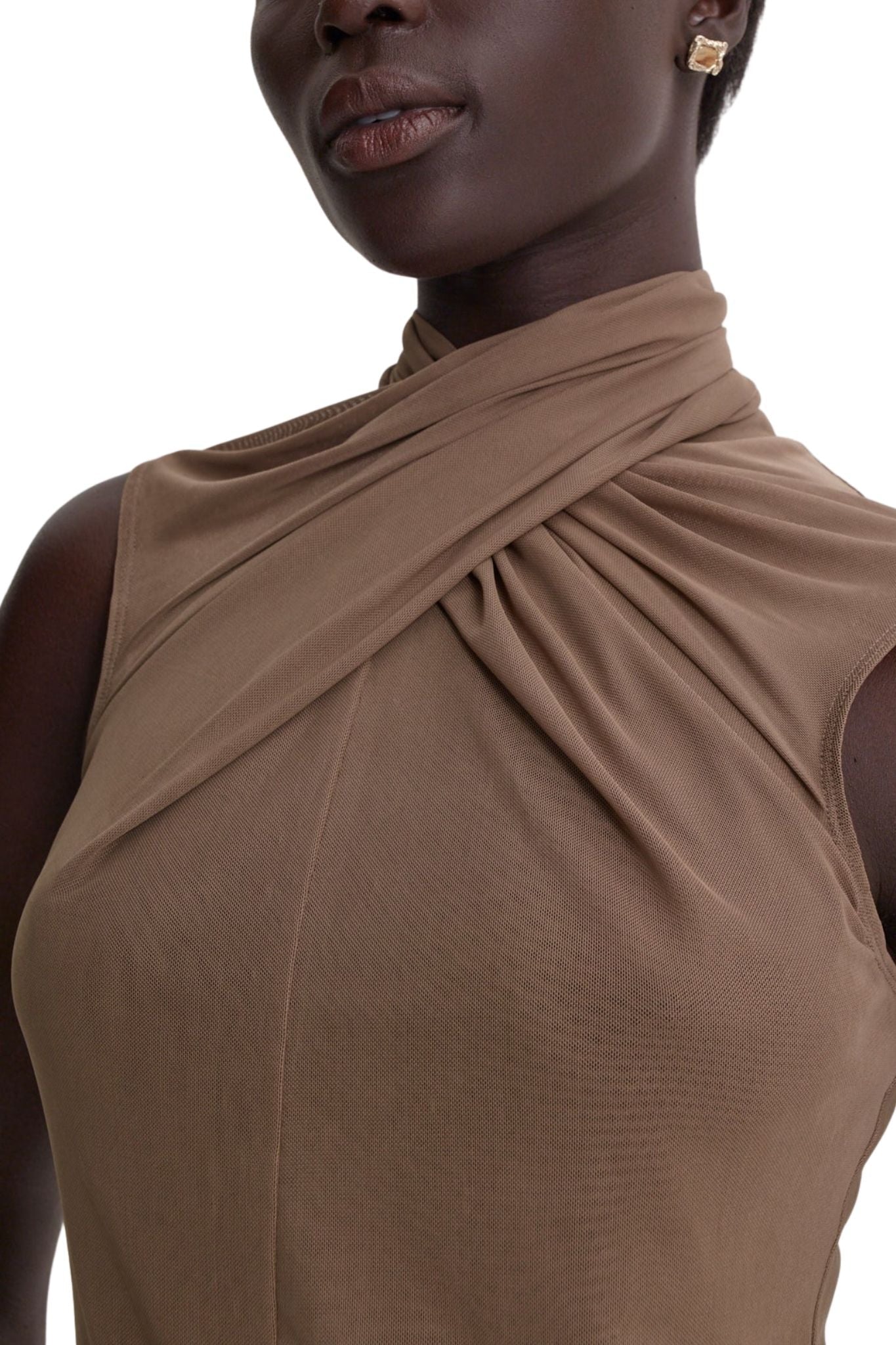 Scanlan Theodore Mesh Turban Sleeveless Top - Vermillion