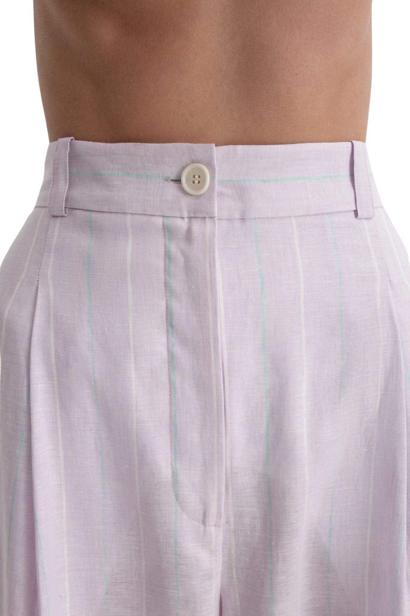Scanlan Theodore Stripe Pleat Drape Trouser - Vermillion