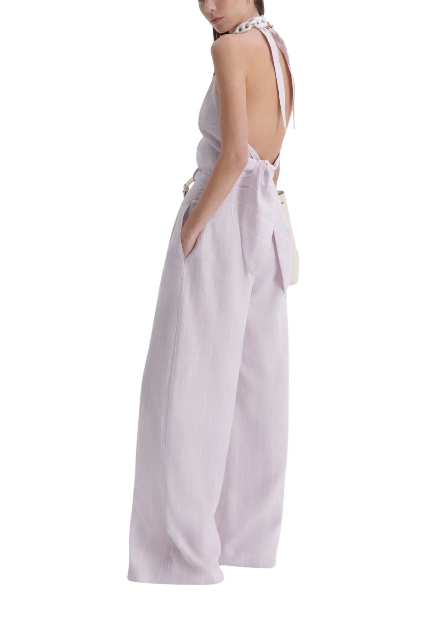 Scanlan Theodore Stripe Pleat Drape Trouser - Vermillion