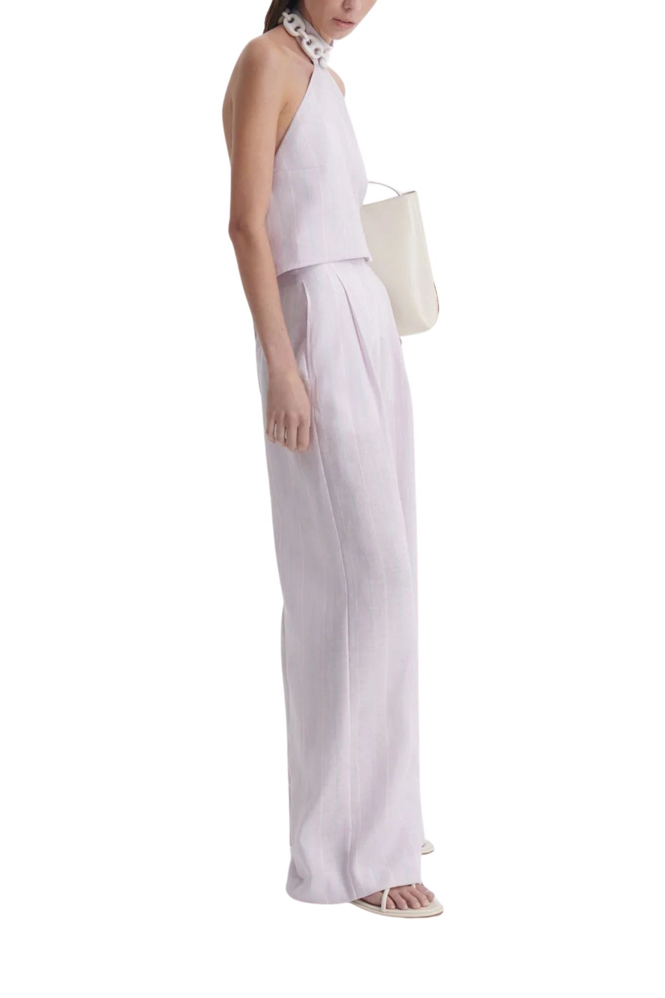 Scanlan Theodore Stripe Pleat Drape Trouser - Vermillion