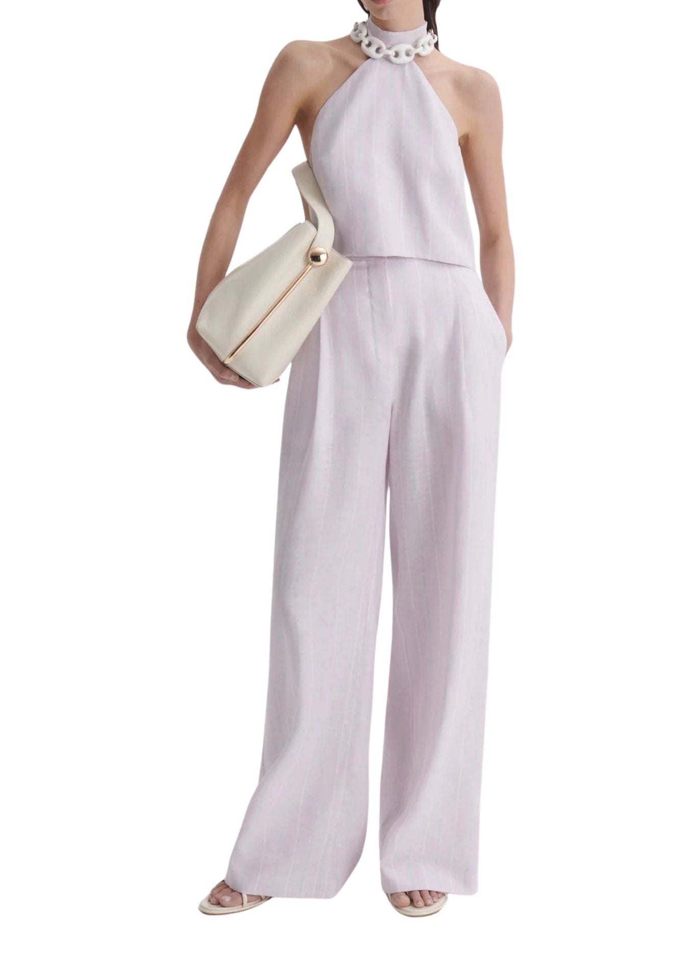 Scanlan Theodore Stripe Pleat Drape Trouser - Vermillion