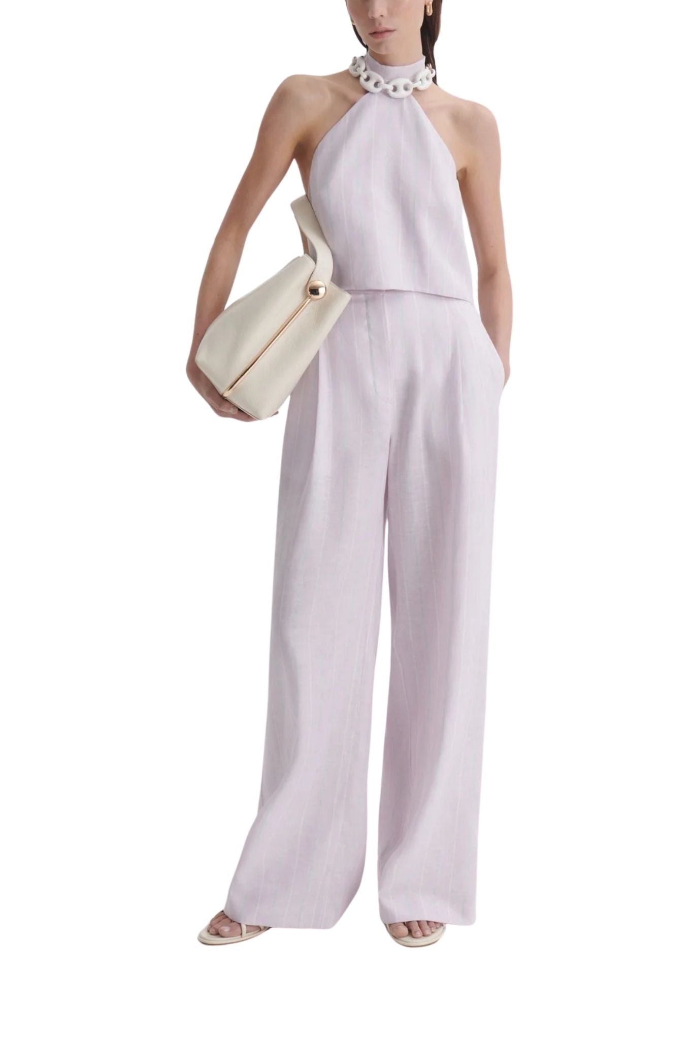 Scanlan Theodore Stripe Pleat Drape Trouser - Vermillion