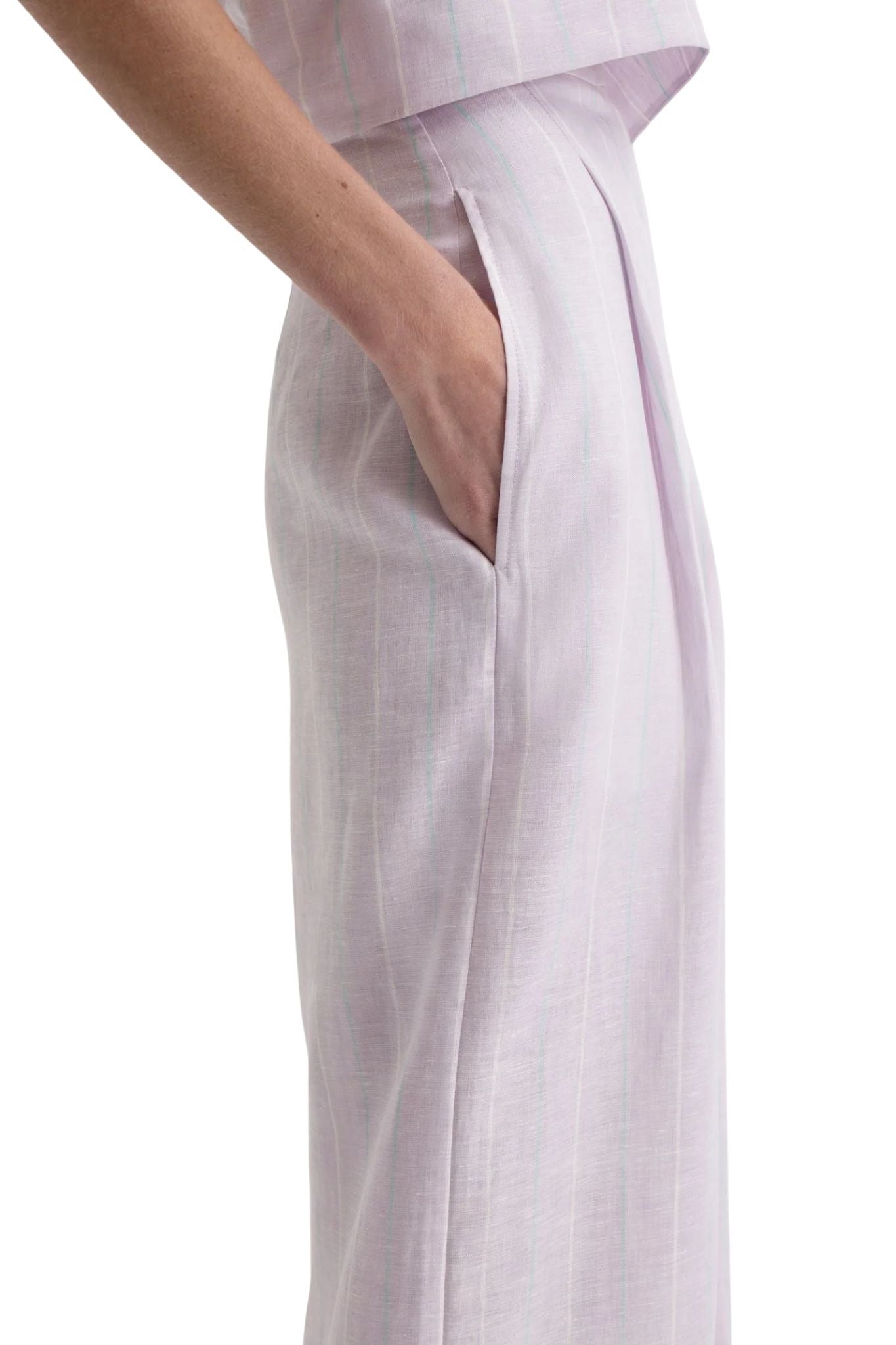 Scanlan Theodore Stripe Pleat Drape Trouser - Vermillion