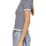 Sea Addy Striped Knit Short Sleeve Tee - Vermillion