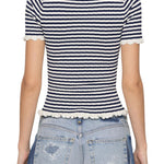 Sea Addy Striped Knit Short Sleeve Tee - Vermillion