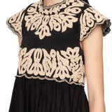 Sea Alexandra Embroidery Cap Slv Midi Dress - Vermillion